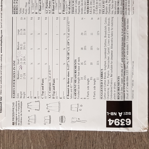 2 for $15 New Look 6394 Baby Bonnet Outfits - Picture 5 of 5